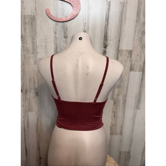Bozzolo Ribbed Twist Front Crop Cami Women’s Small Mauve Pink Adjustable Strap T - Picture 5 of 6